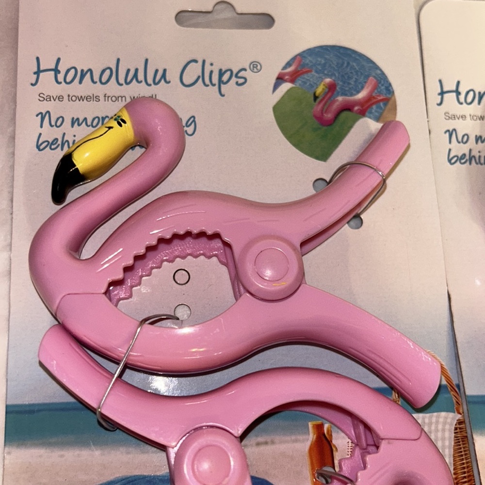 Flamingo Towel clips Honolulu 4” 2 pc. Clips lot of 2 - Picture 2 of 3